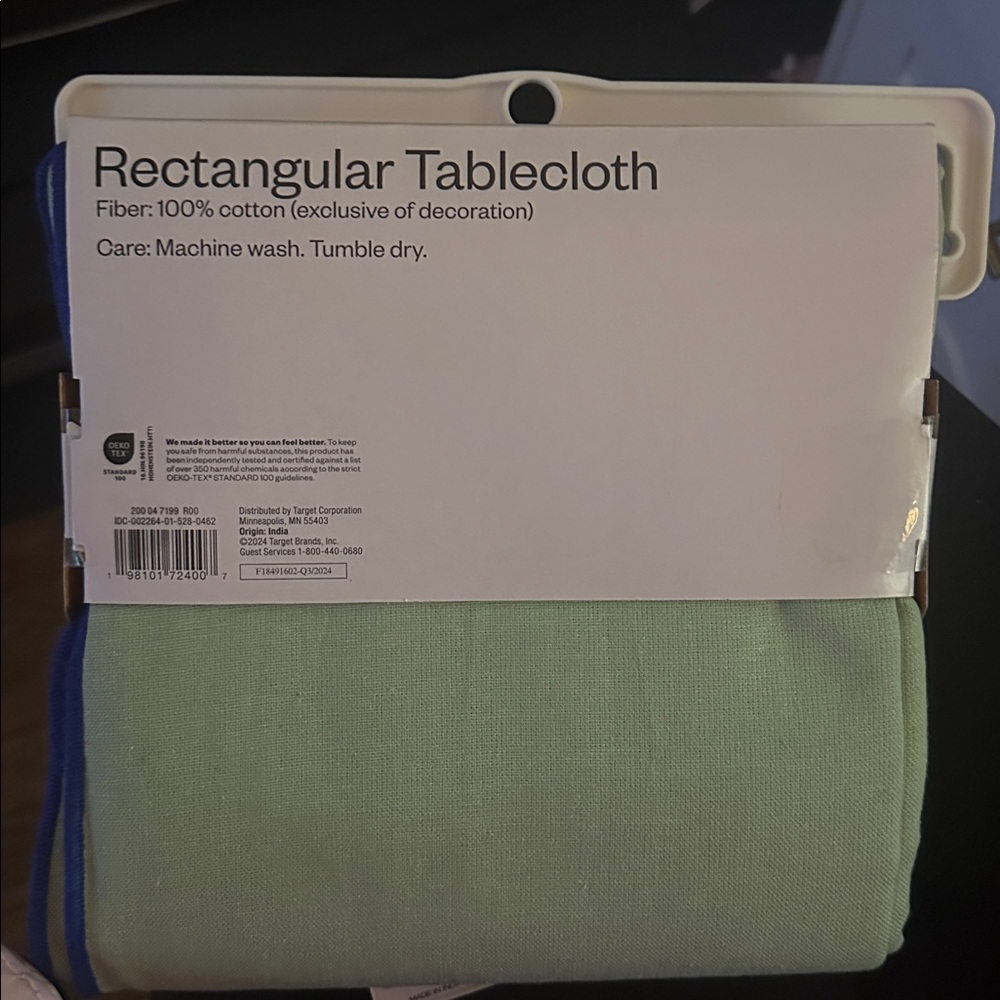 Room Essentials Mint Green Rectangular Tablecloth - Picture 2 of 2
